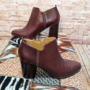 Franco Sarto Leather Burgundy Ankle Boots Size 10M